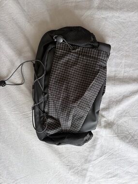 Black Crossbody Sling Bag with Grid Detail